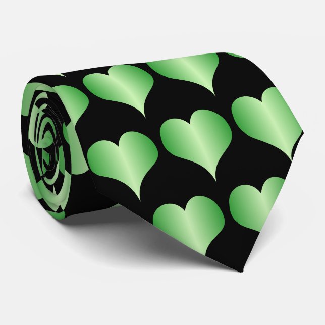 Cravate Cœurs Verts Design (Roulé)