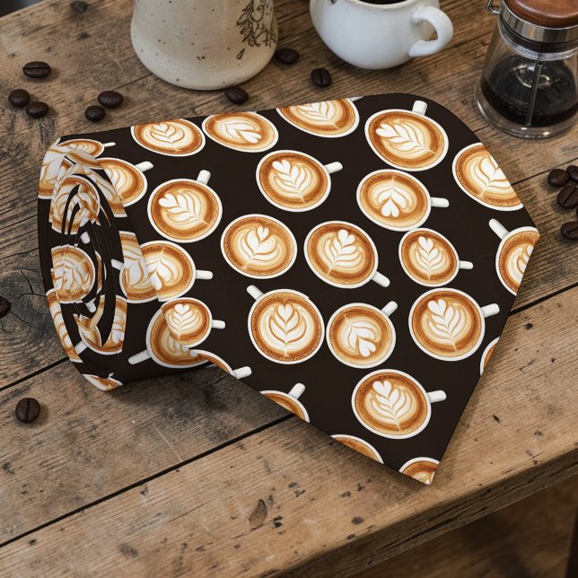 Cravate Coffee Latte Lovers Custom Necktie (Créateur téléchargé)