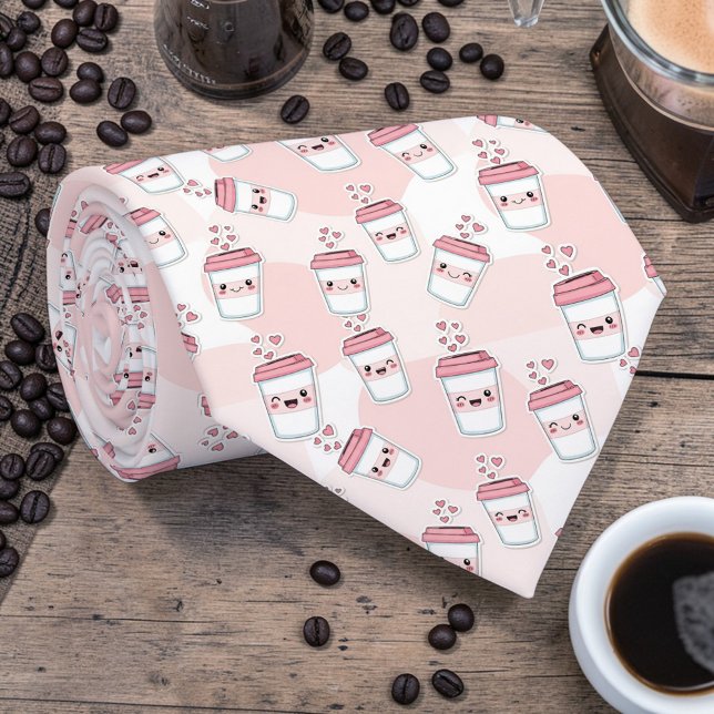 Cravate Coffee Latte Pink Custom Necktie (Créateur téléchargé)