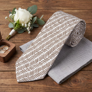 Cravate Col avec des rayures taupe beige marron blanc Art