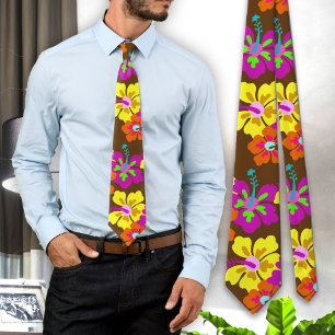 Cravate Col Cramoisie Fleur Motif Marron Tie de Marié