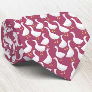 Cravate Col de tie rouge baie à motif d'oiseau d'oie
