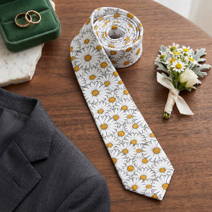 Cravate Col élégant avec motif floral de marguerite jaune