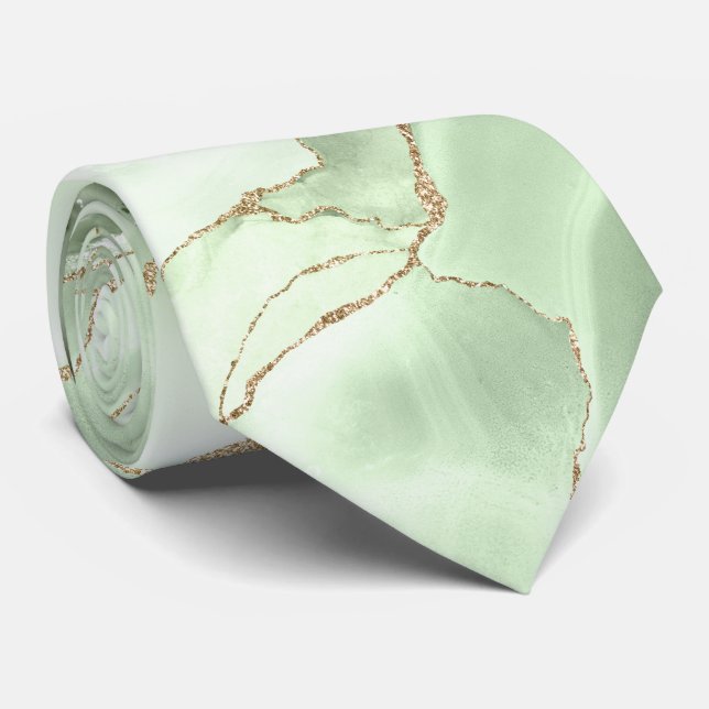 Cravate Col en agate vert sauge (Roulé)