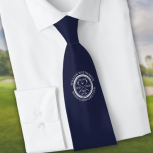 Cravate Col personnalisé Hole in One bleu marine pour golf