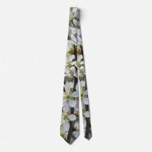 Cravate Col Tie Photo Fleurs Blanches de Printemps
