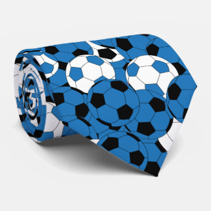 Cravate Collage Bleu de balle de soccer - Impression à deu