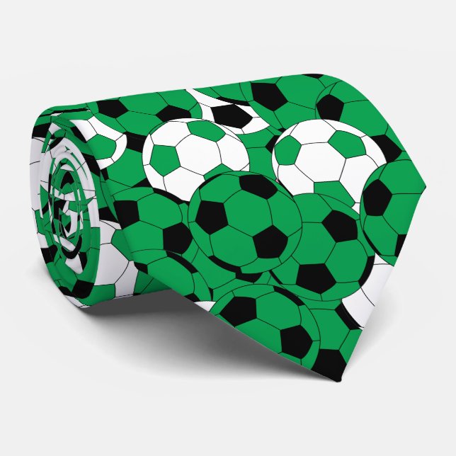 Cravate Collage de la balle de soccer verte - impression r (Roulé)