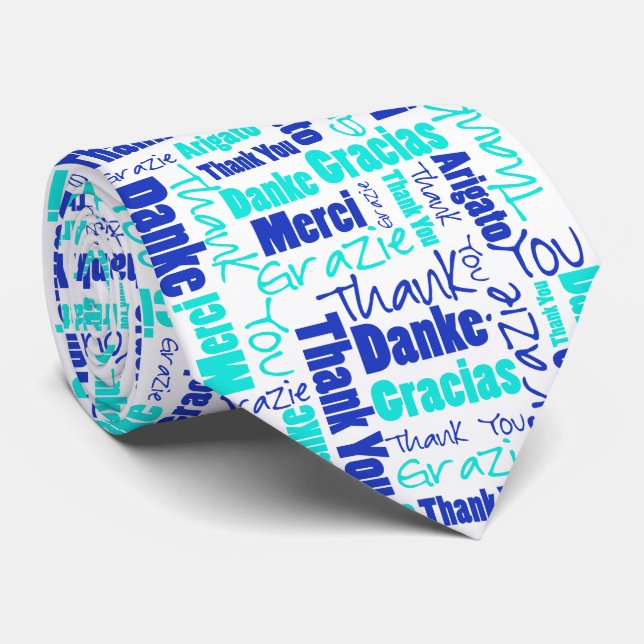Cravate Collage de typographie de Merci multilingue (Roulé)