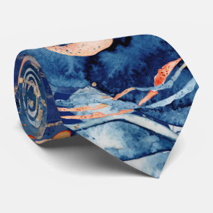 Cravate Collage nautique poulpe gelée poisson marine orang