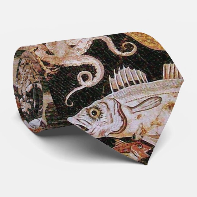 CRAVATE COLLECTE POMPEII / OCÉAN - SCÈNE DE VIE MARINE (Roulé)
