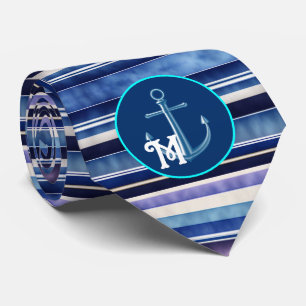 Cravate Collection de rayures de bateaux bleus de la Marin