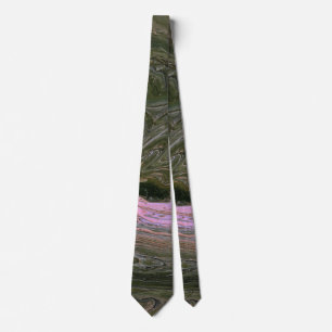 Cravate Collet de chien de cour 2 Rose vert abstrait