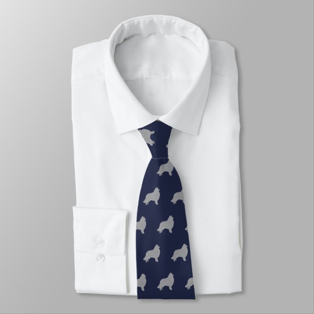 Cravate Collie Silhouettes Motif Marine Blue Amoureux des  (Attaché)