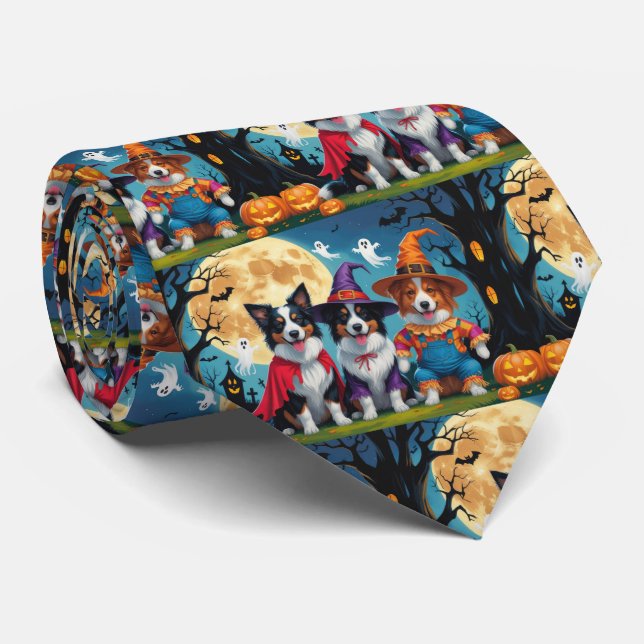 Cravate Collies frontalières Chiens Citrouille Halloween D (Roulé)