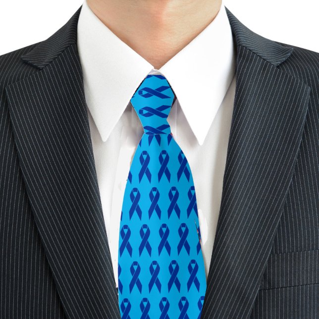 Cravate Colon Cancer Awareness Bleu Ruban (Colon Cancer Awareness Blue Ribbon Neck Tie)