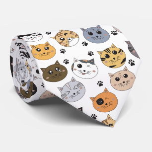 Cravate Coloré Cute Funny Chats & Motif Paw