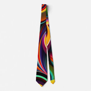 Cravate Coloré demi-cercles tordus Motif arc-en-ciel