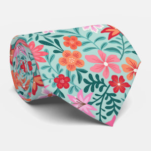 Cravate Coloré fleur sauvage botanique audacieux motif flo