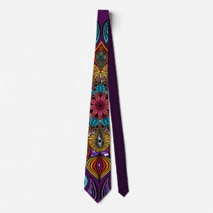 Cravate Coloré Moderne Mandala Trippy Psychedelic Hippie