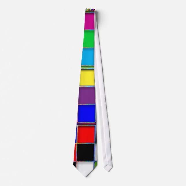 Cravate colorée de carrés personnalisable (Devant)