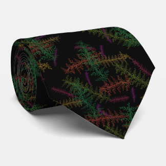 Cravate Colorful Fallen Leafy Repeating Pattern On Black  