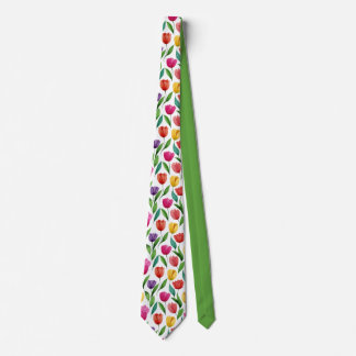 Cravate Colorful Hand-Drawn Tulip Floral Pattern