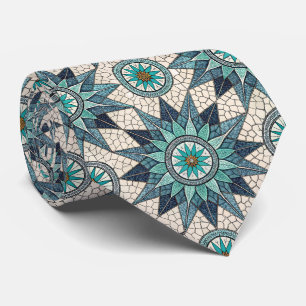 Cravate Compas Mosaïque Verre Teinté Indigo – Vitrail