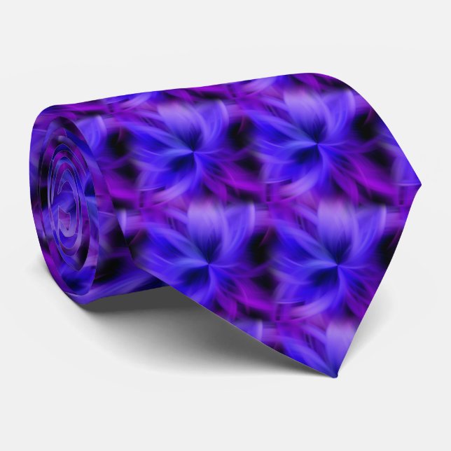 Cravate Conception Abstraite Électrique Bleu Et Violet (Roulé)