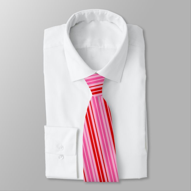 Cravate Conception de bandes verticales rose bubble gum ro (Attaché)