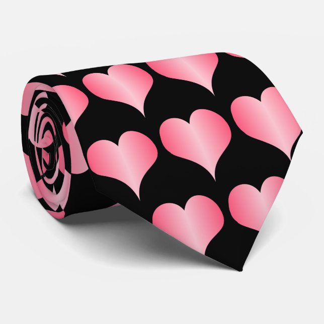 Cravate Conception de cœurs roses (Roulé)