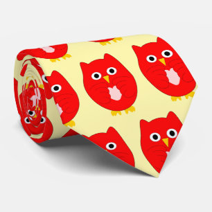 Cravate Conception de hibou rouge sur fond de couleur au c