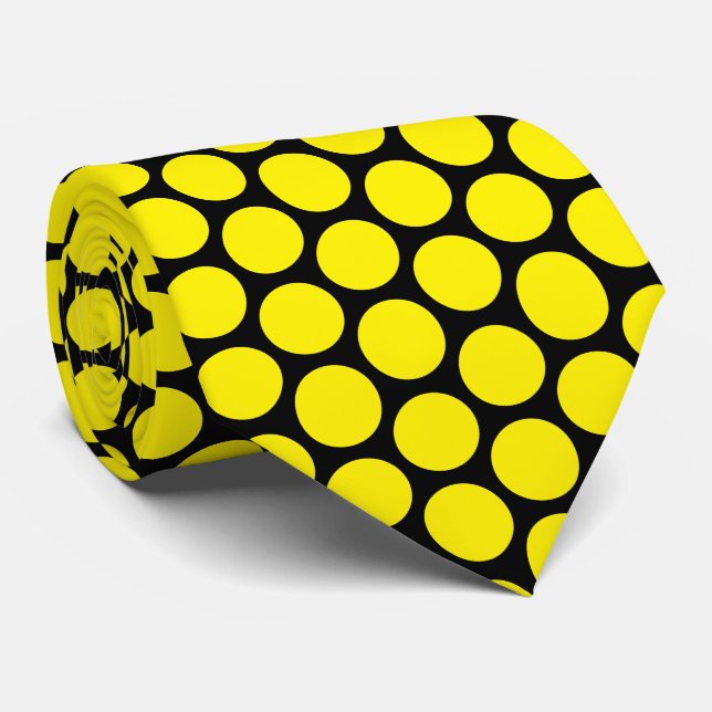 Cravate Conception de points Polka Jaune (Roulé)