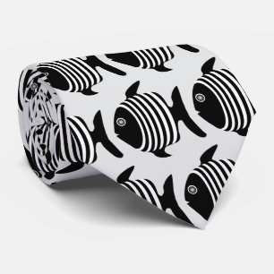Cravate Conception de poisson ange noir et blanc