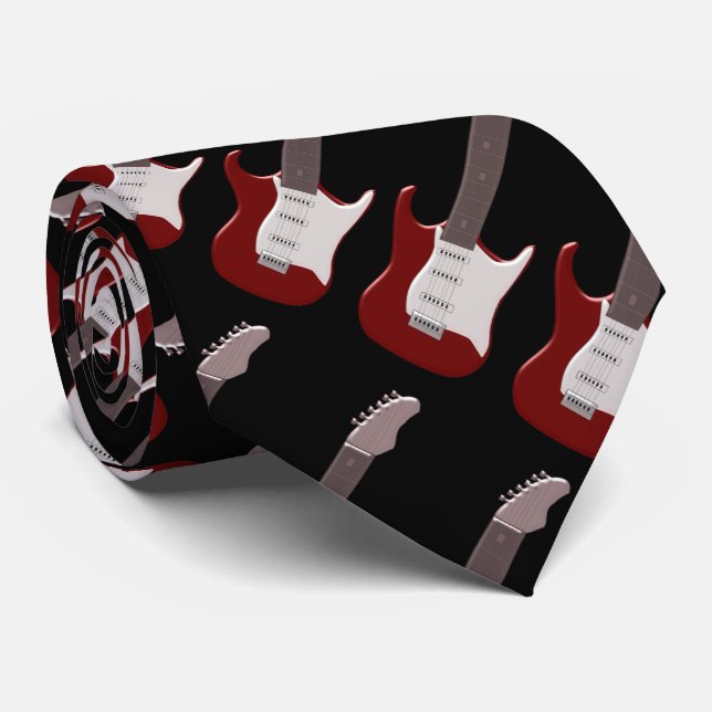 Cravate Conception rouge de guitare électrique (Roulé)