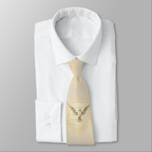 Cravate Confirmation Dove Saint-Esprit Beige Blanc