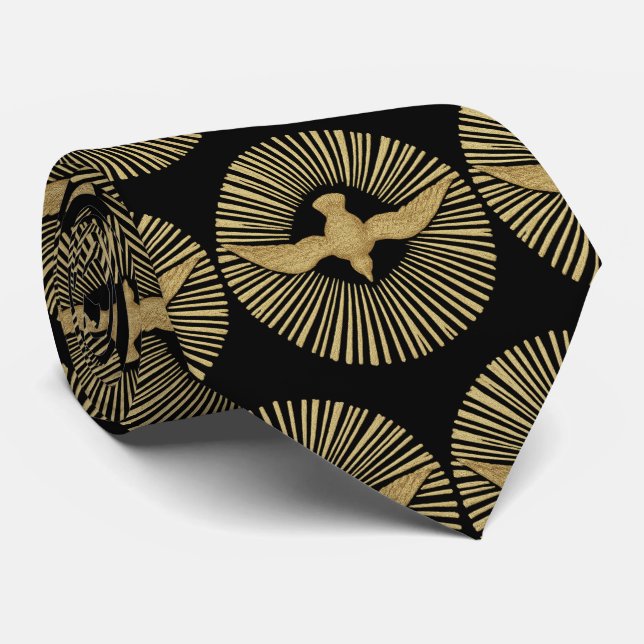 Cravate Confirmation Dove Saint-Esprit Black Gold (Roulé)