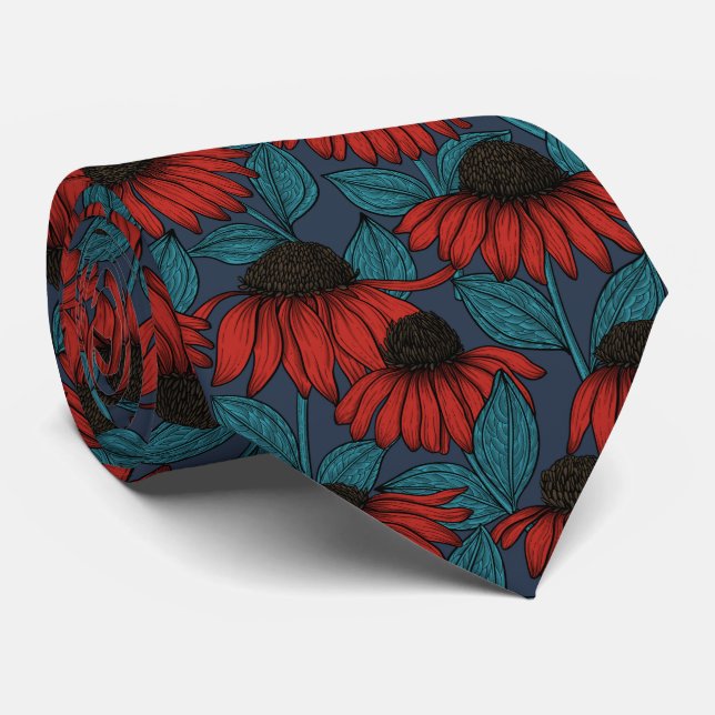 Cravate Confleurs rouges (Roulé)