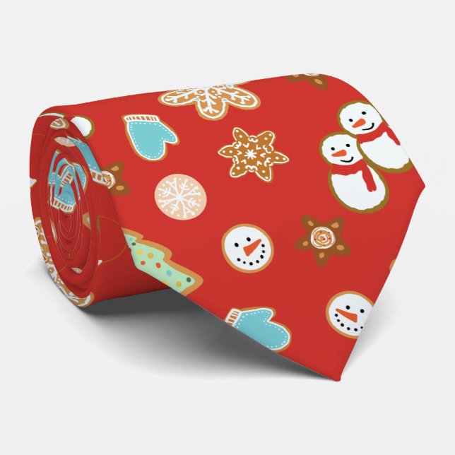 Cravate Cookies de Noël à motifs Red Festive (Roulé)