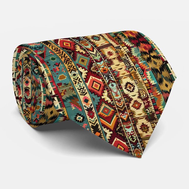 Cravate Cool Aztec motif carrelé occidental (Roulé)