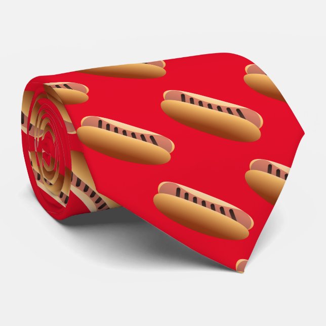 Cravate Cool carrelé grillé hot-dog motif (Roulé)