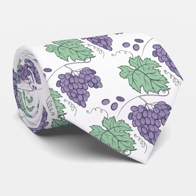 Cravate cool carrelé raisins fruits motif  (Roulé)