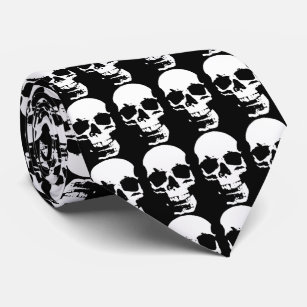 Cravate Cool élégant de bruit de crâne noir et blanc d'art