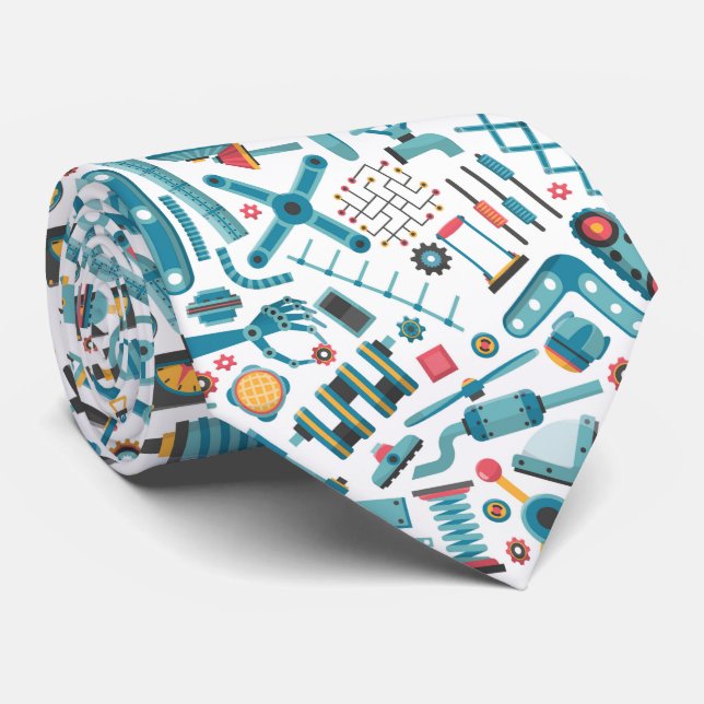 Cravate Cool éléments de machine Motif coloré (Roulé)