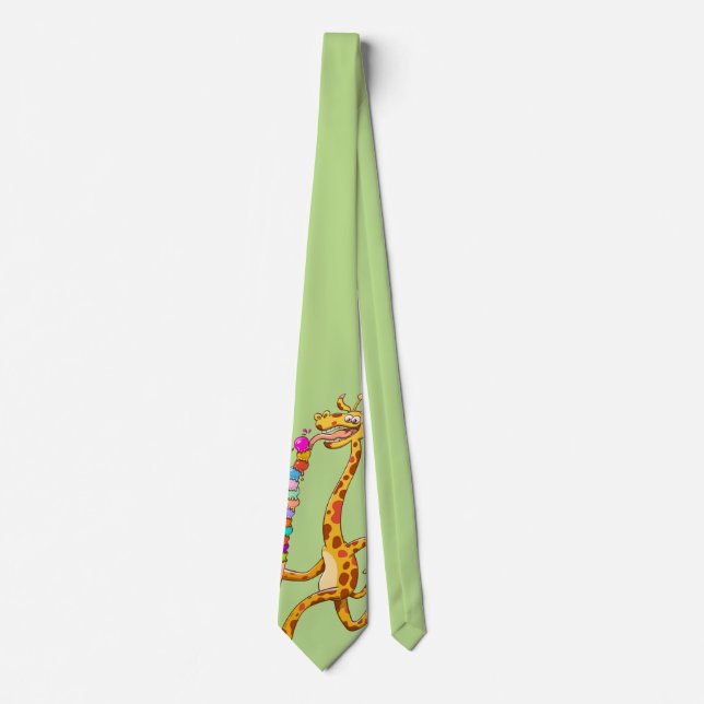 Cravate Cool Giraffe Eating Ice Cream (Devant)