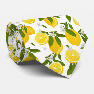 Cravate cool lemon fruit tiled pattern neck tie 