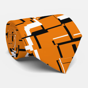 Cravate COOL Orange noir blanc Motif unique