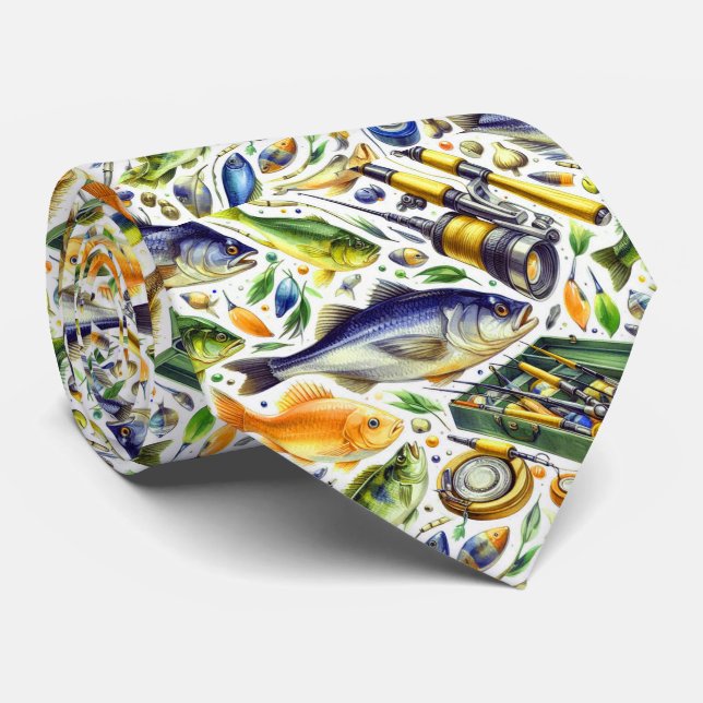 Cravate Cool pêcheur motif carrelé (Roulé)