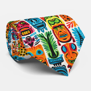 Cravate Cool plage tiki tête motif carrelée