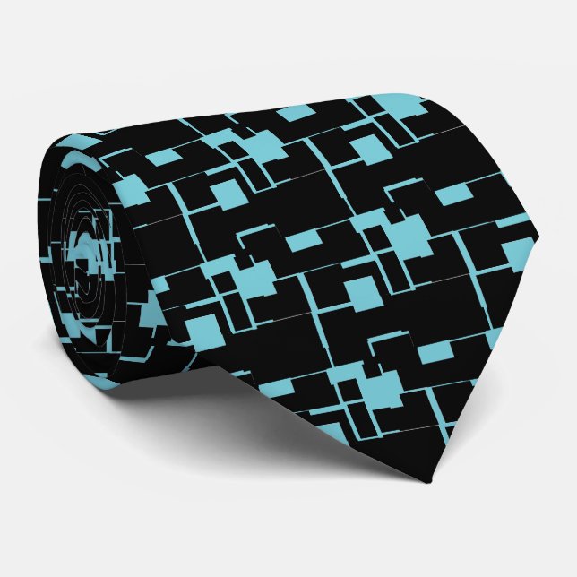Cravate Cool tendance Motif noir/bleu (Roulé)